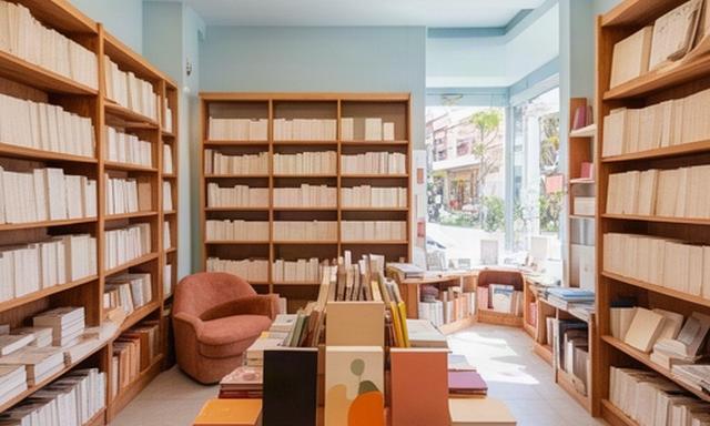 Interior luminoso de una librería en Santa Cruz de Tenerife con estanterías de libros y mesa de novedades